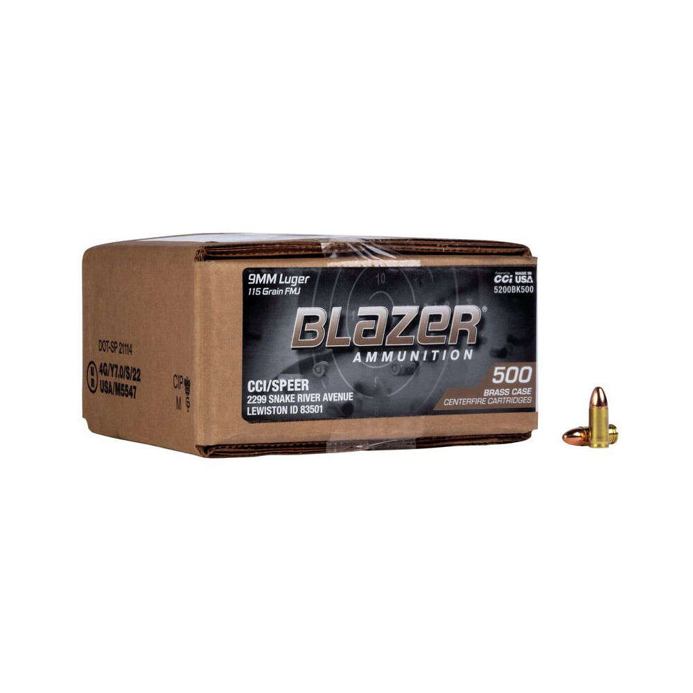 Ammunition CCI   Speer 335 ft lbs 9mm CCI 5200BK500  BLZR BRAS 9MM  115  *LOOSE    500/1 • Model: 335 ft lbs